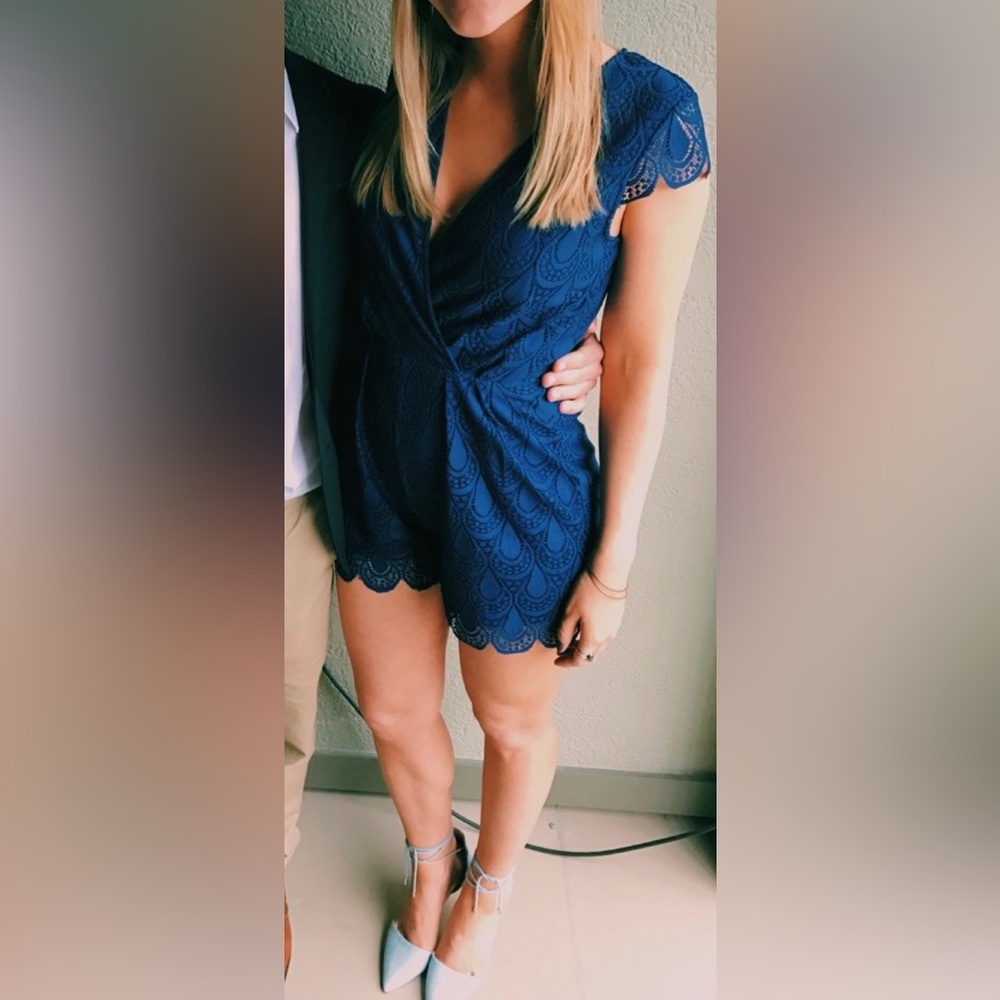 Navy Lace Romper
